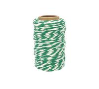 Ficelle Coton Bicolore Vert Foncé Et Blanc 25 M X 1,5 Mm