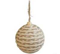 Ficelle de lin naturel et boule en mousse pour sapin de Noël avec corde de suspension pour décoration de vacances et utilisation saisonnière (D)