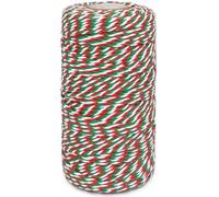 Ficelle de Noël en coton vert, rouge et blanc, 2 mm d'épaisseur, 100 m, pour emballage cadeau, bricolage, décoration d'intérieur, jardinage