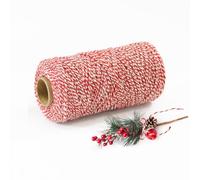 Ficelle de Noël Rouge Blanc 2mm x 100m - Corde Décorative en Jute Naturelle pour Emballage Cadeau, Artisanat, Décoration du Sapin et Bricolage Festif