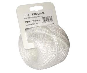 Ficelle polypropylène Ø1 mm pelote 100 g 90 m blanche