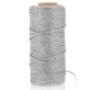 Ficelle pour travaux manuels, 110 yards, argentée, décorative, pour boulangerie, pour emballage cadeau, ficelle à paillettes, argent pour la fabrication
