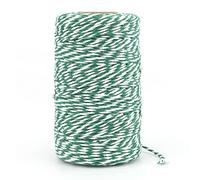 Ficelle Vert et Blanche en Coton 100M Corde Noël, pour l'emballage Cadeaux, Bricolages, Décoration, Loisirs Créatifs