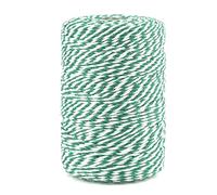 Ficelle Vert et Blanche en Coton 200M Corde Noël, pour l'emballage Cadeaux, Bricolages, Décoration, Loisirs Créatifs