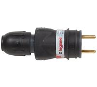 Fiche 2P+T 16A IP44 caoutchouc noir+presse-étoupe 050110