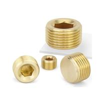 Fiche à douille hexagonale en laiton Bouchon à vis cylindrique à six pans creux en laiton, capuchon d'extrémité, bouchon hexagonal intérieur, raccord de tuyau hydraulique à huile(M6x1mm(2pcs))