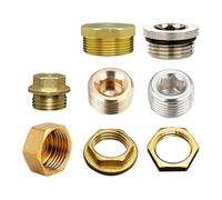 Fiche à douille hexagonale en laiton Bouchon hexagonal en cuivre 1/8" 1/4" 3/8" 1/2" 3/4" Filetage mâle Bouchon d'extrémité à tête hexagonale for tuyau en laiton(Male Plug with cap,5PCS_3/8")