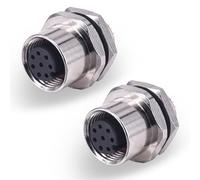 Fiche aéronautique M12, Lonlonty 8 broches femelle montage arrière bride femelle capteur industriel étanche IP67 2 pièces