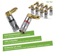 Fiche Banane 8er-Set, 90° avec Angle Fiche pour Câble Jusqu'À 6mm ²