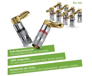 Fiche Banane 8er-Set, 90° avec Angle Fiche pour Câble Jusqu'À 6mm ²