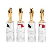 Fiche banane de haut-parleur 4 mm pour borne de liaison, double vis en | Corps en cuivre, coque en aluminium, fixation de fil à double vis, prise à six feuilles, pour poteaux de reliure de 4 mm et