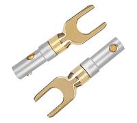 Fiche Banane, fiche de Haut-Parleur en U Audio Vis Audio Adaptateur de connecteur de Fourche avec cuivre plaqué Or ou Connexion Flexible du Cable aux bo?tes Hi-FI et