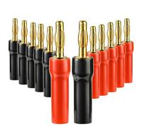 Fiche Banane mâle de 4mm, Type à vis à Courant élevé, connecteur empilable, Adaptateur de câble de Haut-Parleur Audio-vidéo, fiches Banane en Caoutchouc Souple(2Red 2Black)