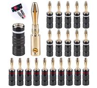 Fiche Banane Plaqué or 10 Paires (20 Pièces) Fiches Banane pour Câble de Haut-Parleurs de 0.75mm à 4mm, Fiches Banane Hifi pour Amplificateur, Speaker Cable