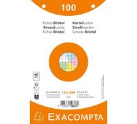 Fiche bristol 125 x 200 mm quadrillée 5 x 5 coloris assortis perforée Exacompta - Boîte de 100