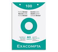 Fiche bristol 148 x 210 mm quadrillée 5 x 5 blanche perforée Exacompta - Boîte de 100