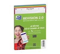 Oxford Fiches Bristol Révision 2.0 A5 quadrillées 5x5 perforées couleurs assorties - Sachet 32