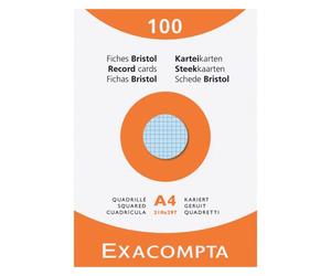 Fiche bristol 210 x 297 quadrillée 5 x 5 assortie Exacompta - Boite de 100