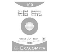 EXACOMPTA Paquet de 100 Fiches BRISTOL BLANC 210/297 5X5 S/FILM