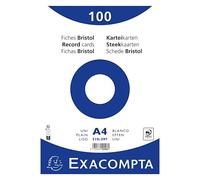 Fiche bristol 297 x 210 non perforée unie blanche Exacompta - sachet de 100