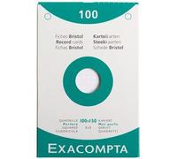 Exacompta - Réf. 13602E - Étui de 100 fiches bristol quadrillées 5x5 perforées - format 100 x 150 mm - compatibles avec imprimante jet d'encre, laser et photocopieur - couleur blanc
