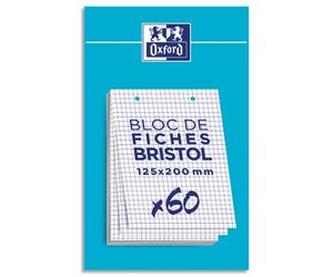 Fiche bristol non perforées 5 x 5 blanc Oxford - Bloc de 60