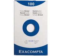 Exacompta Fiches Bristol unies non perforées 125 x 200 mm Blanc - Étui de 100