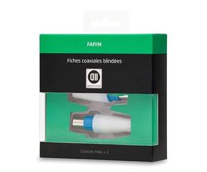 Fiche coaxiale - D2DIFFUSION - 2 fiches coax male 9.52mm - Blanc