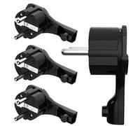 Fiche coudée extra plate avec arceau en plastique,Hauteur : 8 mm,Poignée pliable,Protection anti-torsion,250 V,16 A,Pour câbles jusqu'à 3x1.5 mm²,CEE 7/7,Fiche Schuko coudée,4 pièces,Noir