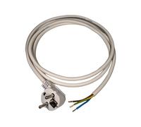Fiche de Câble d'alimentation avec Embouts, Fiche 230V, 16A, 5 Mètres, IP20, 1.5mm, Câble de Raccordement avec Fiche Schuko, Câble d'alimentation avec Contact de Protection, Câble avec Embouts, Blanc