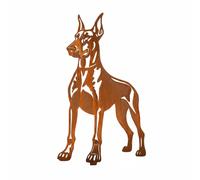 Fiche de jardin en rouille noble Doberman en cuivre chien décoration métal ro...