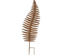 Fiche de jardin feuille de fougère métal aspect rouille 78cm