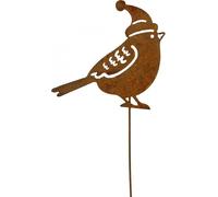 Fiche de jardin oiseau avec bonnet rouille 12cm - Décoration d'automne métal rouille 6 pièces