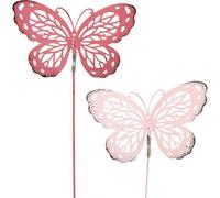 Fiche de jardin papillon métal rose décoration fleurs jardin 6 pièces
