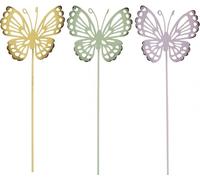 Fiche de jardin papillon métal tricolore Deko balcon jardin 25cm 6er Set
