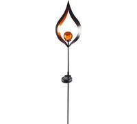 Fiche de jardin solaire en métal 95cm LED Boule de verre Décoration de jardin Lune Goutte Flamme TOP, Forme:Flamme