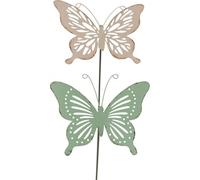 Fiche de massif métal papillon rose vert 10,5x8,5cm 4p. - Décoration printanière jardin balcon