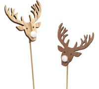 Fiche de renne Nature Blanc 8,5cm L37cm Bois Deko Noël Décoration d'hiver VIANA