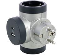 Fiche domino rotative 3x2P+A avec USB A+C - Noir & Blanc (Prise européenne) - 694524 [10 Pièces]