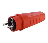 Fiche électrique en caoutchouc - 230 V - 16 A - IP44 - Étanche - Incassable - Fiche Schuko avec décharge de traction - Fiche de contact de protection avec douille anti-torsion - Convient pour