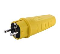 Fiche électrique en caoutchouc - 230 V - 16 A - IP44 - Étanche - Incassable - Fiche Schuko avec serre-câble - Fiche à contact de protection avec manchon anti-coude - Convient pour l'extérieur (1