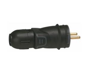 Fiche électrique mâle à connexion automatique - caoutchouc - 2P+T - A16 - 50440 LEGRAND