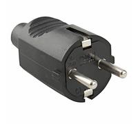 Fiche en caoutchouc noir 10/16 A, robuste, pour des connexions électriques sûres et polyvalentes dans divers environnements.