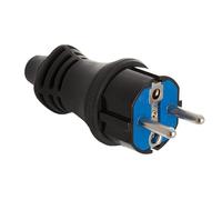 Fiche en caoutchouc noir IP44, 16 A, 250 V, étanche, idéale pour l'extérieur et les équipements électriques dans les environnements humides.