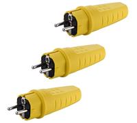 Fiche en Caoutchouc Schuko 230V 16A IP44 Jaune 3 Pièces