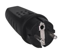 Fiche étanche noire 16 A IP44 250 V, idéale pour connecter des équipements électriques en extérieur et dans des environnements humides.