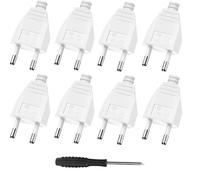 Fiche Euro plate, fiche plate Euro, fiche d'alimentation plate (220 V, 2,5 A), blanc - 8 pièces