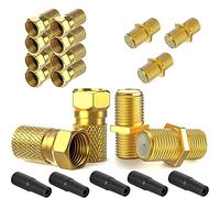 Fiche F 7 mm 10 x + connecteur F 5 x plaqué or 5 x douilles en caoutchouc | joint en caoutchouc | large écrou à visser | rallonge pour câble d'antenne coaxial câble satellite