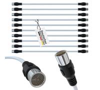 Fiche F Quick 10 x 35 cm-Câble de connexion quadruple blindage ¿ 105 dB-Gaine en PVC blanc-Câble coaxial-Câble de cavalier-Câble patch-Câble d'antenne