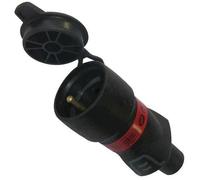 Fiche femelle en caoutchouc - bouchon - 2 phases + terre - noir